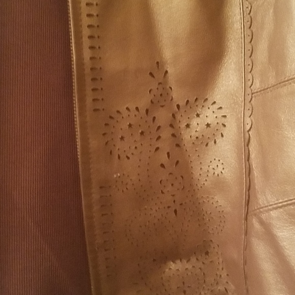 Nygard leather and knit bronze sweater jacket - Picture 2 of 4